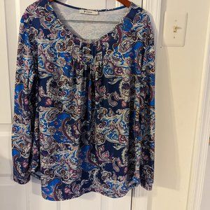 Yidarton Women's Scoop Neck Pleated Blouse/Floral Tunic Top, Size 3XL